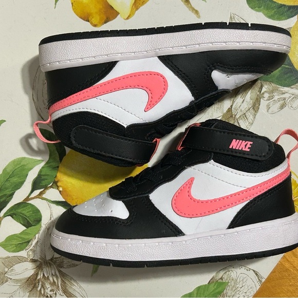 Nike Court Borough Mid 2 Black and Pink Sneakers - Picture 1 of 9